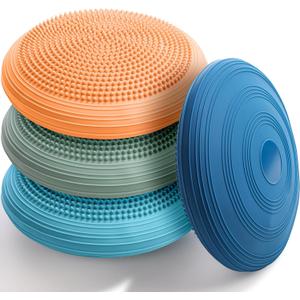 Libima 4 Pcs Wiggle Seat Inflated Wobble Cushion for Sensory Kid 13 Inches Balance Disc Flexible Seating for Classroom Sensory Pad for Chair Wiggle Cushion with Needle Pump (Vibrant Color)