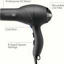 Infiniti PRO CONAIR Hair Dryer with Diffuser, Professional AC Motor, Tourmaline Ceramic Technology Blow Dryer, Includes Concentrator and Blowout Brush, Gray