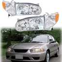 TO2502133 TO2503133 Clear Lens Driver and Passenger Side Headlamps Headlight Assembly Replacement for 2001-2002 Corolla with Corner Signal Lamp