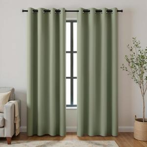 Vintage Black Out Curtains 84 Inch Length 2 Panels Set,Dark Sage Green Thermal Insulated Blackout Window Curtains Drapery Room Darkening Moody Curtain Drapes for Living Room Bedroom 52x84 In Long