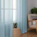 OWENIE Light Blue Sheer Curtains 84 inches Long for Bedroom Living Room 2 Panels Set, Privacy Rod Pocket Light Filtering Voile Sheer Curtains, Airy Farmhouse Curtains, 42Wx84L inch, Sky Blue