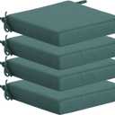 Outdoor Chair Cushions Set of 4,350GSM Fabric,Water-Resistant UV Resistant Weather Resistant with YKK Zippers, Square Corner Patio Chair Cushions with Ties, 20"x20"x3.1",Deep Teal