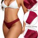 Cotton Underwear for Women Lace Sexy Breathable Thongs Low Rise T-Back Soft Stretchy Ladies Panties (S)