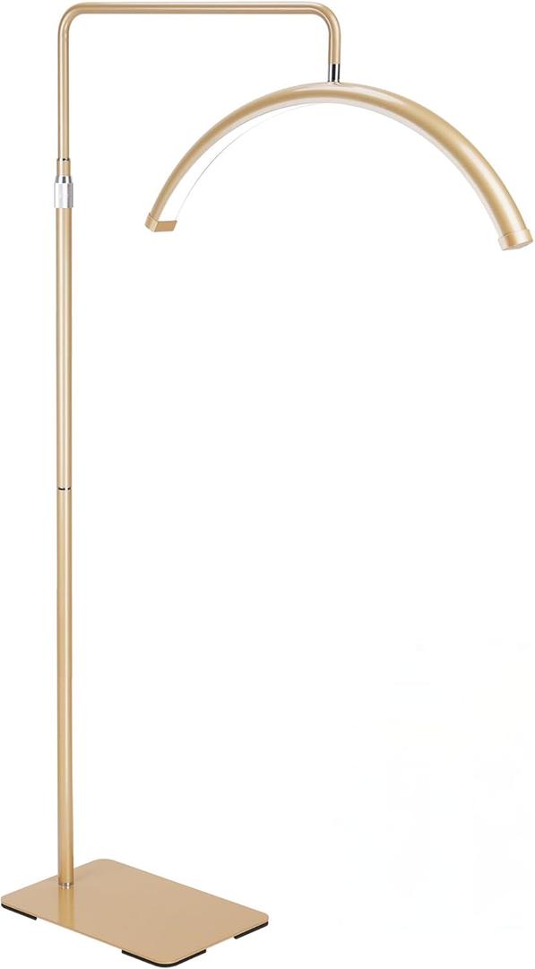 Half Moon Lash Light for Eyelash Extensions & Estheticians, Dimmable LED Lash Lamp, Shadow-Free Moon Light for Lash Tech, Adjustable Eyelash Lamp with Rotating Head (Gold)
