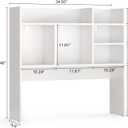 Desk Hutch with 6 Shelves, Desktop Bookshelf Organizer & Hutch Top for Desk, Over Desk Storage Shelf for Office, Home, Dorm | Space-Saving Design (White), 34.6" L x 9.4" W x 33.5" H