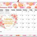 4 x Ymumuda Wall Calendar 2026-2027,11"14", 18 Months from JAN. 2026 to JUN. 2027, Hanging Calendar Spiral Binding, Unique Monthly Calendar for Easy PlanningPerfect for School Office Work Schedule (Pink Floral)