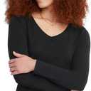 Hanes Women's Originals Long Sleeve Cotton V-Neck T-Shirt, Lightweight V-Neck Tee, Modern Fit Size S