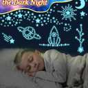 201 Pcs Glow in The Dark Stars Stickers for Ceiling, Toddler Stocking Stuffers Wall Room Decor Gifts, Luminous 3D Glowing Stars Easter Basket Stuffers for Kids Boys Girls - Blue