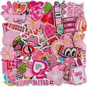 60Pcs Iron on Patches for Girls, Random Pink Assorted Cute Appliques for Clothes, DIY Accessories, Dresses, Hats, Socks, Jeans (Sew On)