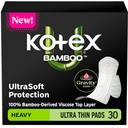 Kotex Bamboo Ultra Thin Pads with Wings, Heavy Absorbency