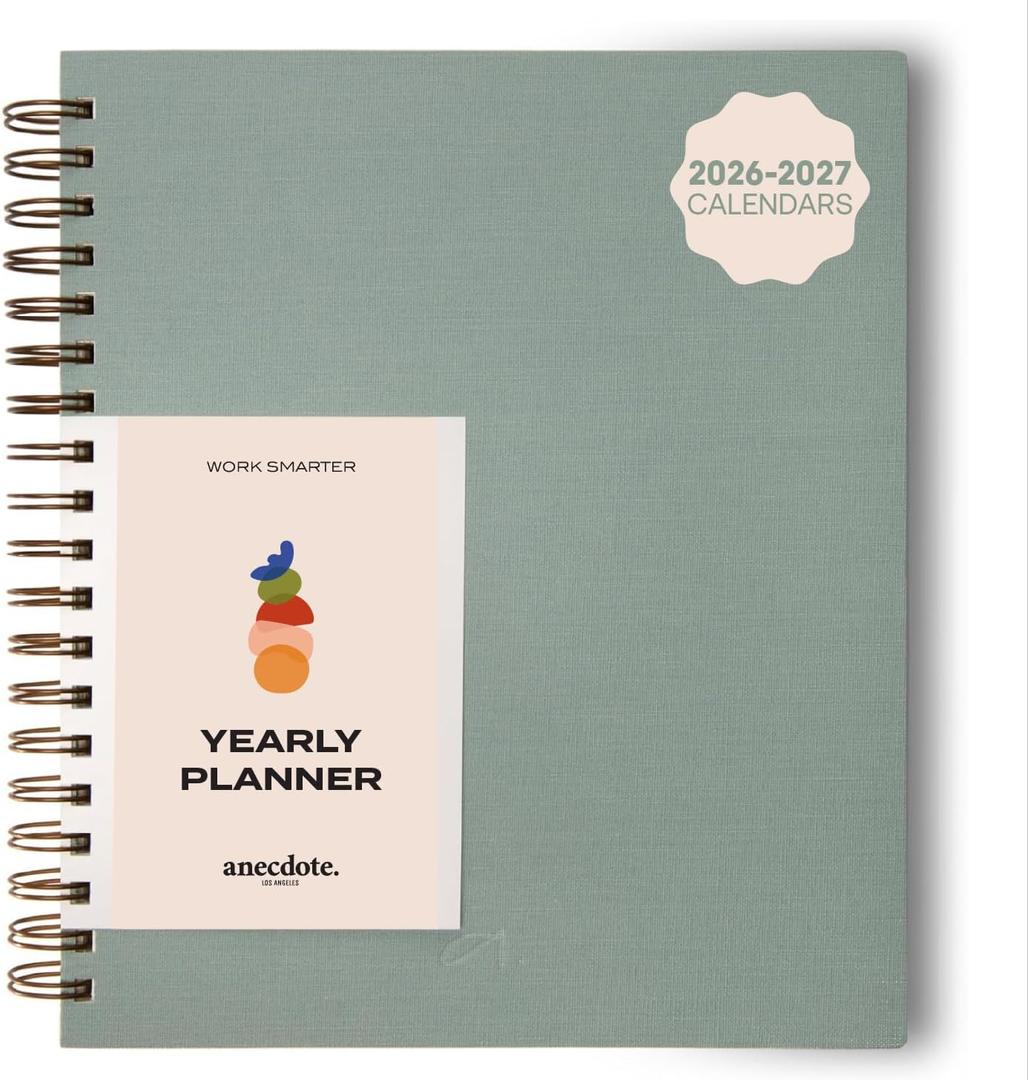 Anecdote Spiral Planner w/2026-2027 Calendar (8.5" x 10") | Start Anytime - 52 Weeks, Undated Planner Pages | To-Do List Organizer, Plan Your Success, Achieve Productivity Goals (Dutch Blue)