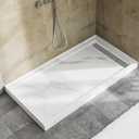 MORVANO 60 x 32 Shower Base with Single Threshold Rectangular Right Drain Location Shower Base,Shower Pan With Stainess Steel Cover,Marble White Acrylic Shower Base