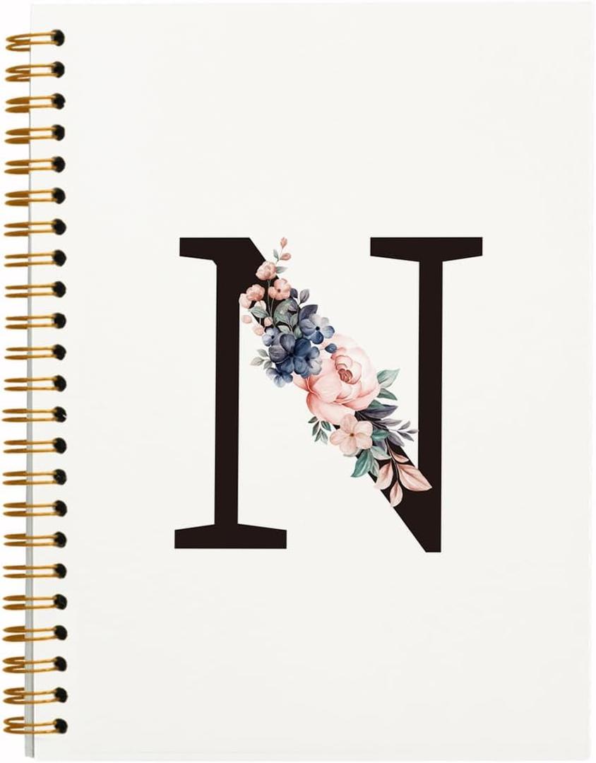 QUICQOD Spiral Notebook,Letter N Notebook,Initial Reading Journaling Notebooks,Monogram Gifts,Hardcover Spiral Notebook 5.5x8.3