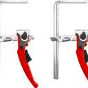 QWORK Ratcheting Table Clamp, 2 Pack Quick Release Bar Clamp with 6-5/16" Capacity and 2-5/16" Throat Depth for Sanding, Cutting