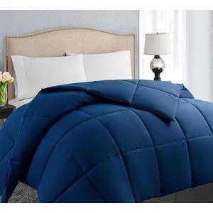 EASELAND  Down Alternative Comforter - Quilted Duvet Insert for All Seasons, Soft Lightweight with Corner Tabs, Summer Winter Warm Bedding, Navy