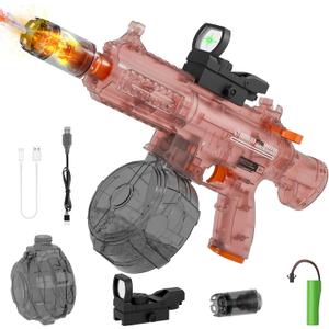 Electric Water Guns for Kids Adults, Transparent Automatic Squirt Guns, Powerful Water Squirt Gun with 28-32 FT Long Range, Summer Outdoor Beach Swimming Pool Party Toys for Boys Girls Adults (Pink)