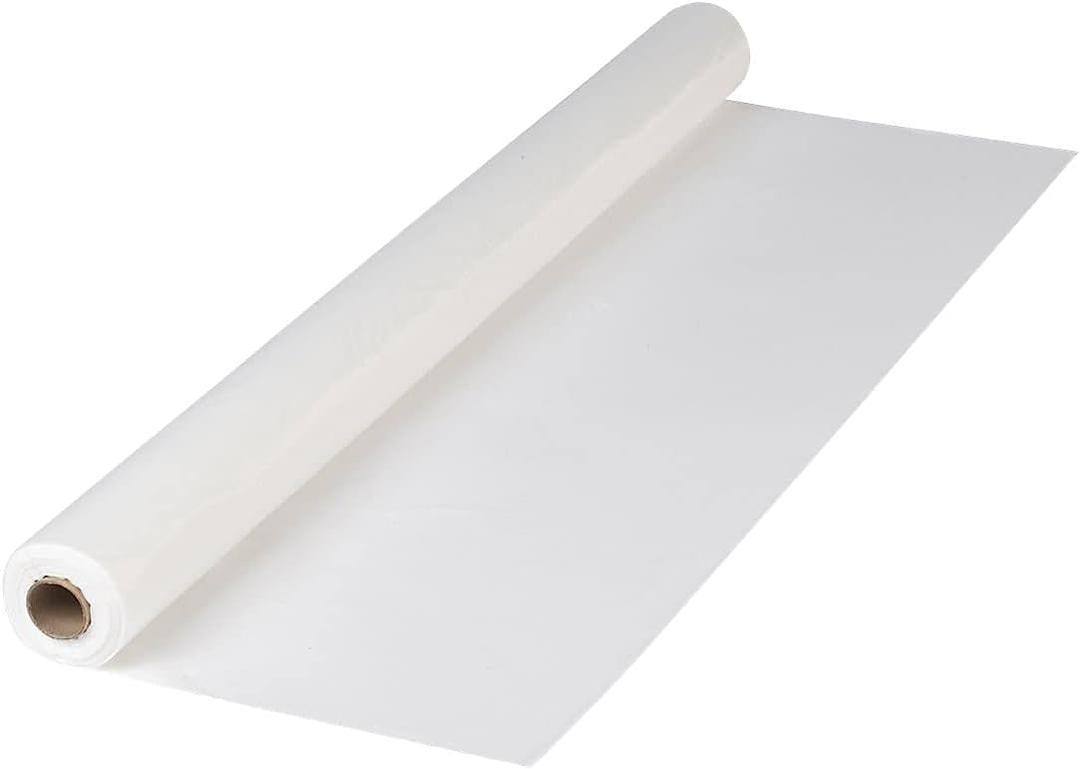 Hoffmaster 114000 Plastic Table cover Roll, 300' Length x 40" Width, White (3600" x 480" (Rectangular))