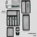 madesmart Expandable Silverware Tray, 8 Compartment Silverware Organizer for Forks, Knives & Spoons, Non Slip, Soft Grip Base, Expands to Fit Most Drawers, Carbon