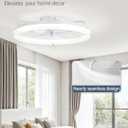 LEDIARY Ceiling Fans with Lights, 20 inch Low Profile Flush Mount Ceiling Fan, Dimmable LED, APP & Remote Control, Quiet Reversible DC Motor, 6 Speeds, Fandelier for Bedroom, White