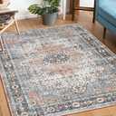 Mcadore 4x6 Area Rugs Washable Boho Rug, Non Slip Carpet for Living Room, Boho Vintage Design Rug, Foldable Soft Low-Pile Rug, Vintage/Multi