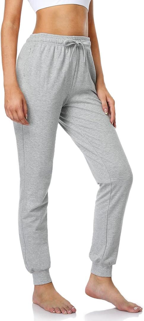 Safort Women Joggers Pants 30"/32"/34"/36" Tall Inseam Athletic Tapered Sweatpants Workout Lounge with Pockets (Small, 06-light Grey (100% Cotton))