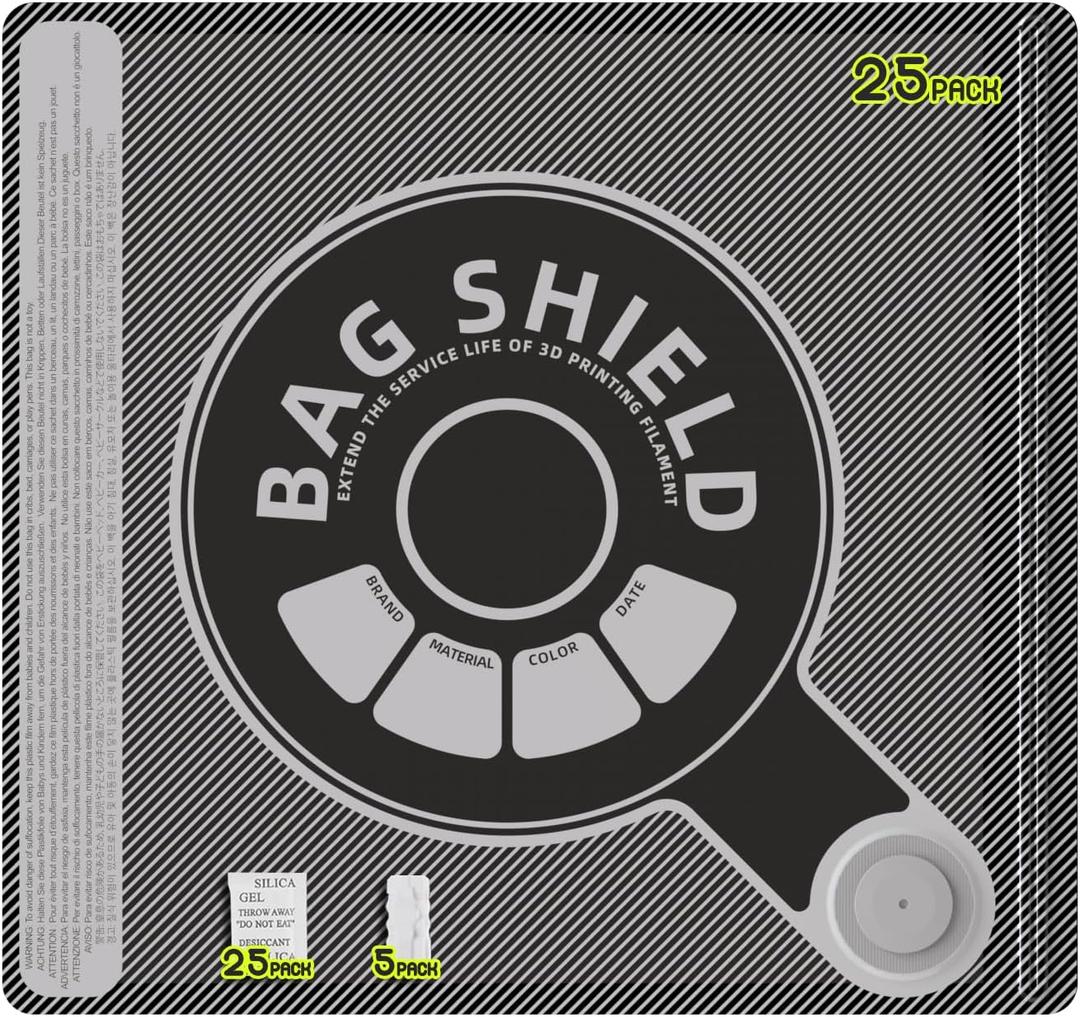 Vacuum-Sealed 3D Printing Filament Bags, 25 Packs Lightproof Vacuum Storage Bags, Moisture-Proof 3D Printer Filament Bags, Sorting & Storage of Various Filament with Desiccant