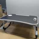 Foldable Laptop Table, Portable Lap Desk Bed Table Tray, Laptop Stand with Cup Holder, Tablet Slot and Lift Handle for Working, Writing, Drawing (Black)