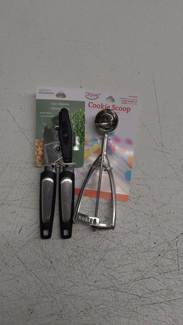 Cookie Dough Trigger Scoop: 1 oz. Stainless Steel Scooper Great for Baking, Scooping Ice Cream, Cookie Dough Scoop, Melon Ball Scoop, Meatball Scoop, Multi-Purpose Scooping Tool,Can Opener Manual, Handheld Strong Heavy Duty Stainless Steel Can Opener