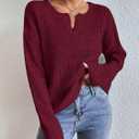 Womens Sweaters Casual Drop Shoulder Long Sleeve V Neck Pullover Tops Trendy Fall Fashion Clothes 2026 (Red, XXL)