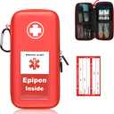 EpiPen Carry Case, Hard Emergency Medical Bag with Carabiner-for 2 EpiPens, Asthma Inhaler, Auvi-Q, Eye Drops, Anti-Histamine, Allergy Medication, Diabetes Travel Case for Adults and Kids