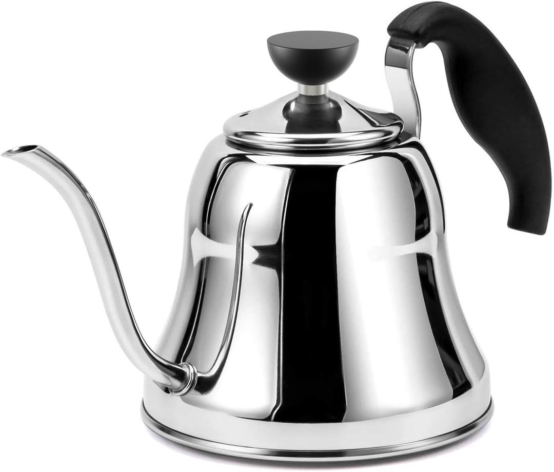 Tea Kettle for Stovetop, Barista's Choice Gooseneck Pour Over with Flow Control, Food Grade Stainless Steel Water Kettle, Tea Pot for Home & Kitchen - Small 28oz, Silver