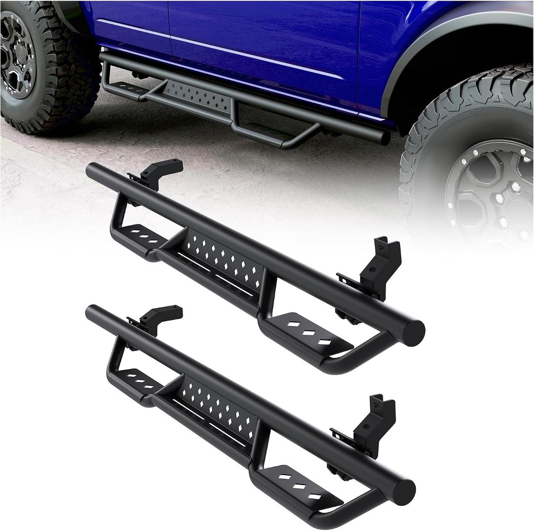 ECOTRIC Running Boards Side Step Compatible with 2021-2025 Ford Bronco 4-Door Models Rock Slider Rails Drop Steps Bar Pair