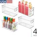 iDesign Slim Clear Plastic Stackable Storage Bin, Tall Narrow Organizer for Kitchen or Pantry, 4-Pack