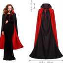 IMIKEYA 55-Inch Black and Red Vampire Cape, Dual-Layer Polyester Cloak with Stand Collar for Adult Cosplay and Party Decoration
