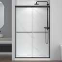 ENSO SENKA 44-48" W x 72" H Semi-Frameless Bypass Sliding Shower Door, Easy-to-Clean Treated Clear Tempered Glass, Matte Black