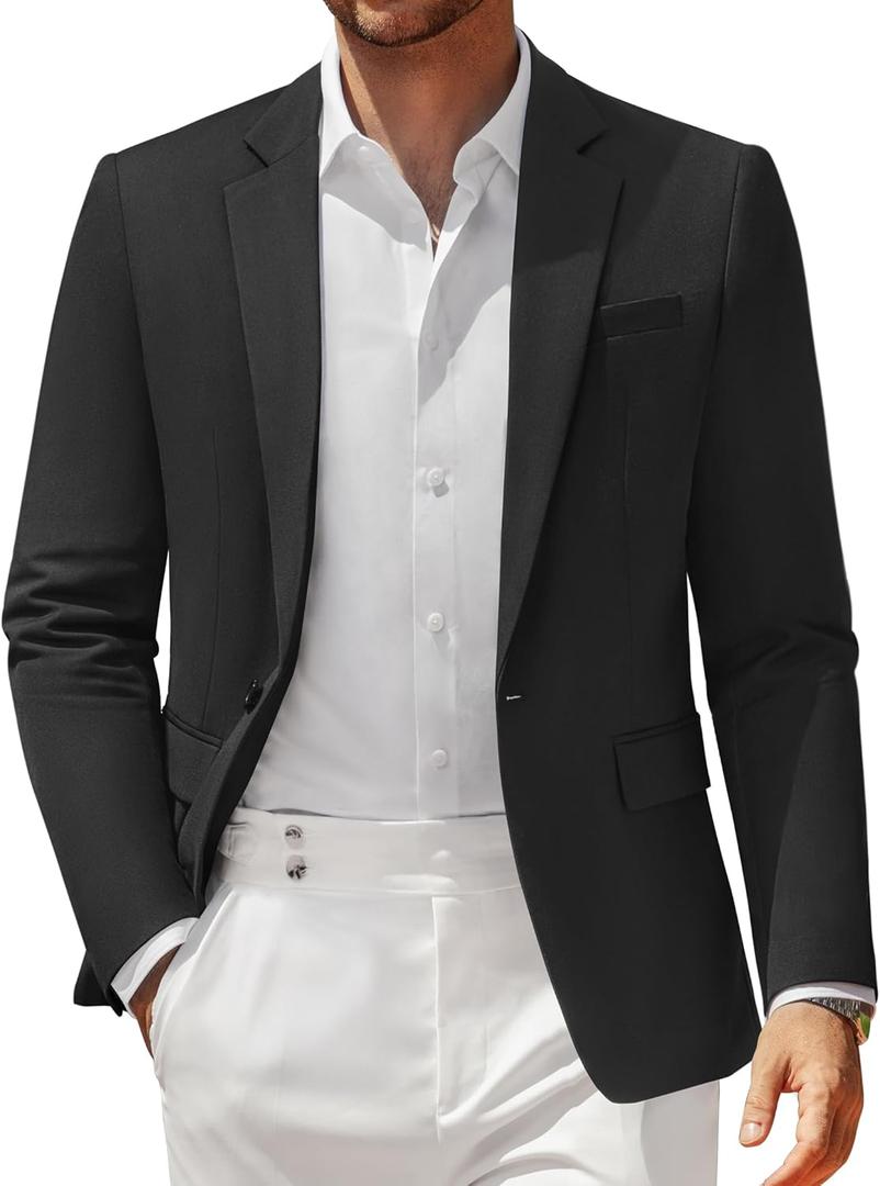 Vssjavun Blazer for Men Casual Suit Jackets Lightweight Sport Coat One Button Slim Fit Suits (Brown, M)