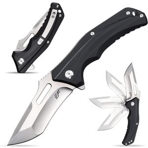 Eafengrow EF908 Pocket Knife Sanding Finished D2 Steel Blade G10 Handle Pocket Clip and Liner Lock with Titanium Coating Tactical Camping Survival Tool Knives (BLACK)