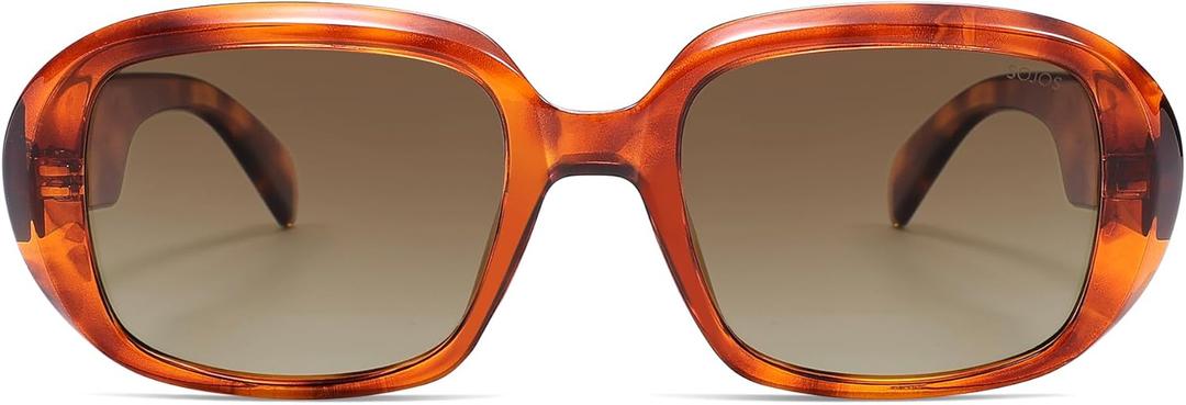 SOJOS Retro Oval Polarized Sunglasses for Women Men 90s Vintage UV400 Protection SJ2621 (Orange Tortoise Frame/Coffee Lens)