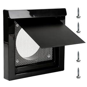 NOORNY 4" Dryer Vent Cover Outdoor Dryer Wall Vent for Outside Airflow Exterior Wall Vent Kit with Screen & 4 Screws Black