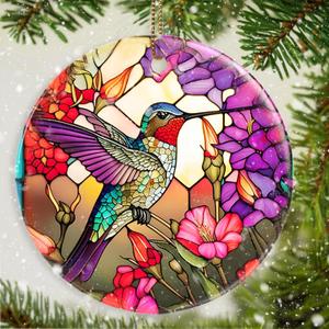 Hummingbird Christmas Ornament - Ceramic Keepsake Gift for Christmas Tree - Ornaments for Hummingbird Lovers