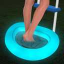 Inflatable Pool Foot Bath Basin with Colorful Lights, Solar Powered Pool Foot Wash Tub for Pool Entry Ladder, Portable Pool Foot Bath Tray for Aboveground & Inground Swimming Pool Clean Feet