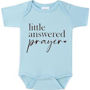 BIBIBLISSBABY Pregnancy Announcement for Grandparents Gift, Little Answered Prayer Infant Reveal Ideas, Newborn Pregnancy Announcement Outfit (0-3month, Slate)
