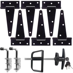 Double Door Shed Hardware Kit -Includes Window and Door/Window Hinge Set, Complete with Hinges, Latches, and T-Handle Lock -, for Gates, Playrooms