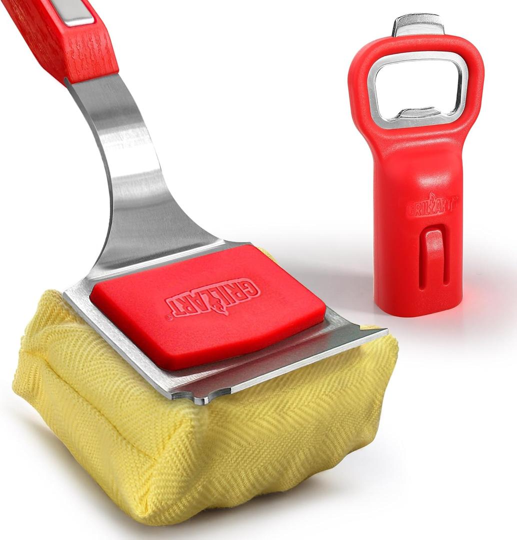 GRILLART Bristle-Free BBQ Grill Brush Safe & Durable Cleaning Tool for Gas, Charcoal, Cast Iron & Stainless Steel Grates Heat-Resistant Scraper Brush with Reusable Head & Hanging Loop