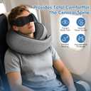 Travel Neck Pillow, Memory Foam Neck Support for Airplane, Car & Office, Breathable Portable Design with Eye Mask, Earplug Holder & Carry Bag, for Men&Women