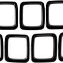 Grille Inserts Grill Cover Compatible with Jeep Compass 2017-2021 Front Grill Cover Rings Frame Trims Kit 7PC (Glossy Black)