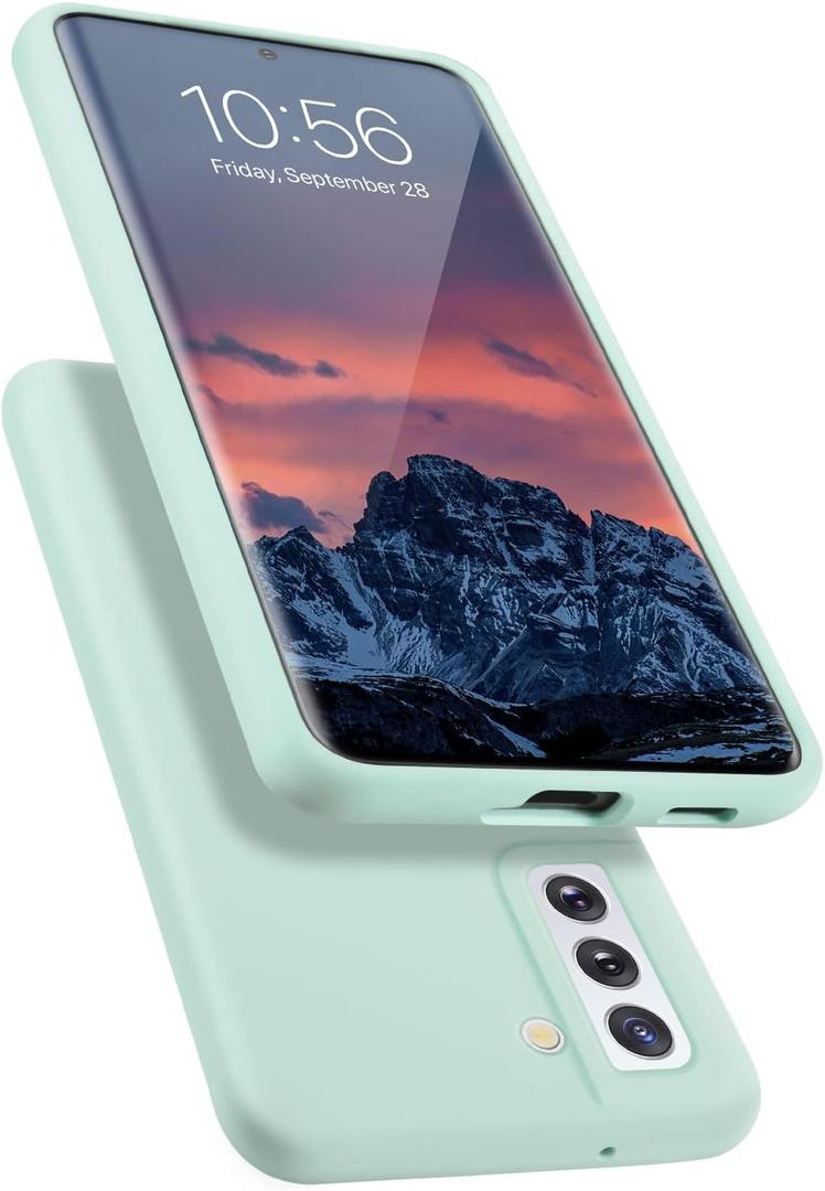 E Segoi Designed for Galaxy S21 FE 5G Case, Liquid Silicone Gel Rubber Shockproof Case Soft Microfiber Cloth Lining Cushion Compatible with Galaxy S21 FE 6.4 inch - Mint
