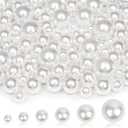 2000PCS Pearls for Crafting, White No Hole Beads for Centerpieces Vases, Assorted Sizes Bulk Fake Pearls Beads for Vase Filler, Candles Centerpiece, DIY Crafts, Jewelry Making (4/6/8/10/14/20mm)