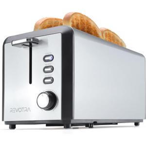 4 Slice Long Slot Stainless Steel Toaster with Extra Wide 1.5 Slots, 6 Shade Browning Settings, Defrost Reheat Cancel Functions, Even Toasting for Artisan & Sourdough Bread, Removable Crumb Tray (4 Pieces Regular Style)