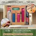 6 IN 1 Bamboo Baggie Organizer for Drawer with Labels, Expandable Storage Bag Organizer with Aluminum Foil and Saran Wrap Cutter Compatible with Quart, Gallon, Sandwich and Snack Size Bags